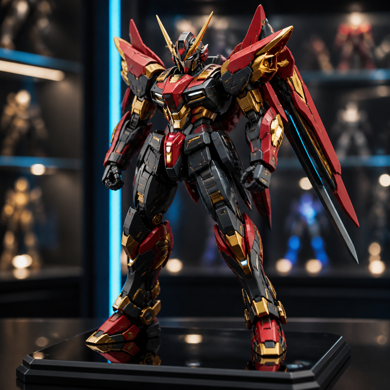 Mecha Elite action figure premium merah hitam emas